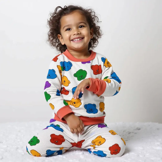 Colored Bear Print 2 Piece PJs