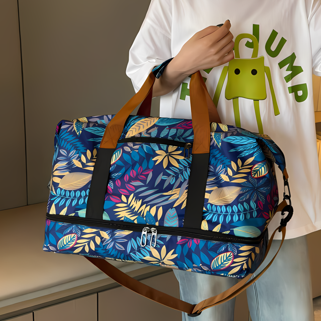 The Foldable Travel Bag - Leaf Pattern