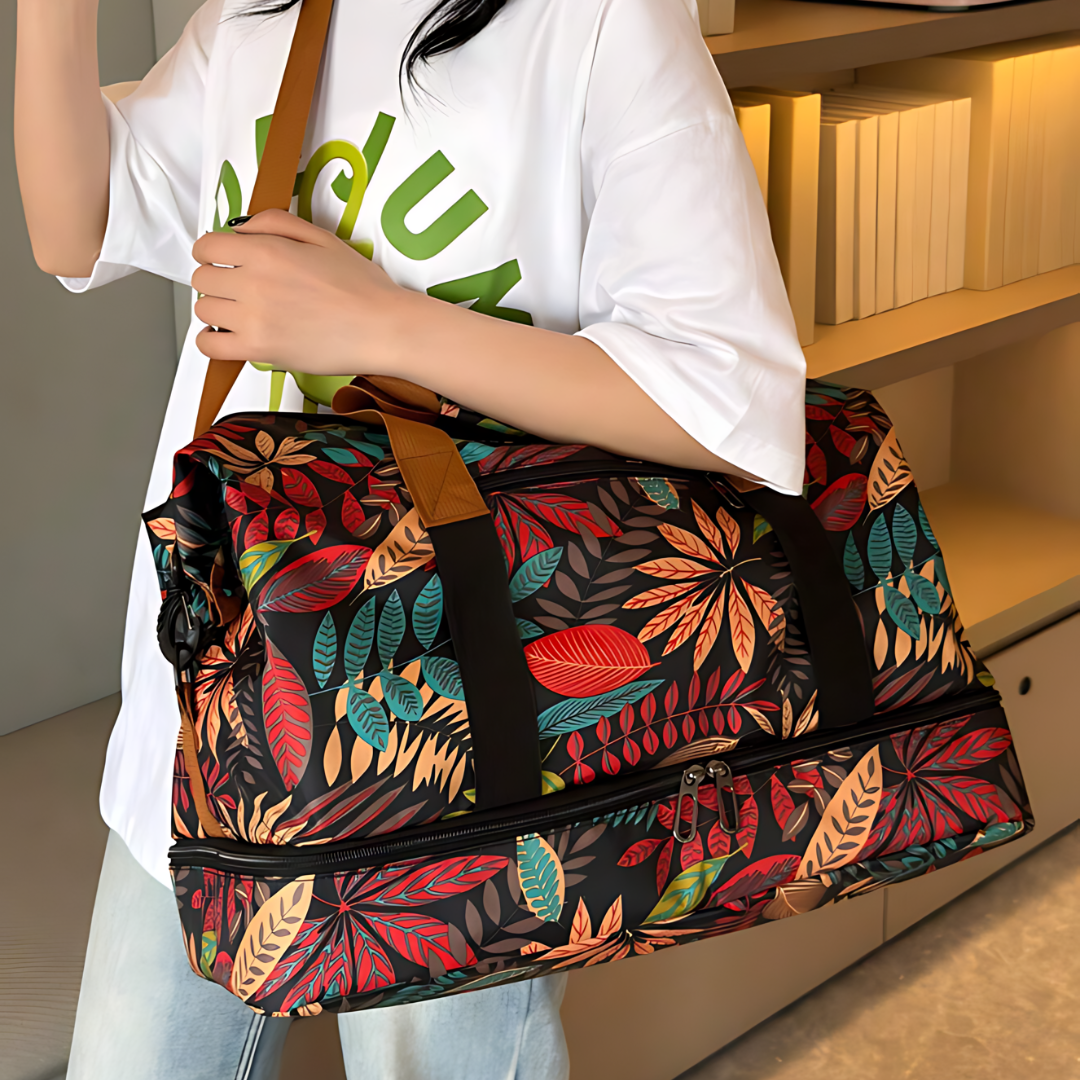 The Foldable Travel Bag - Leaf Pattern